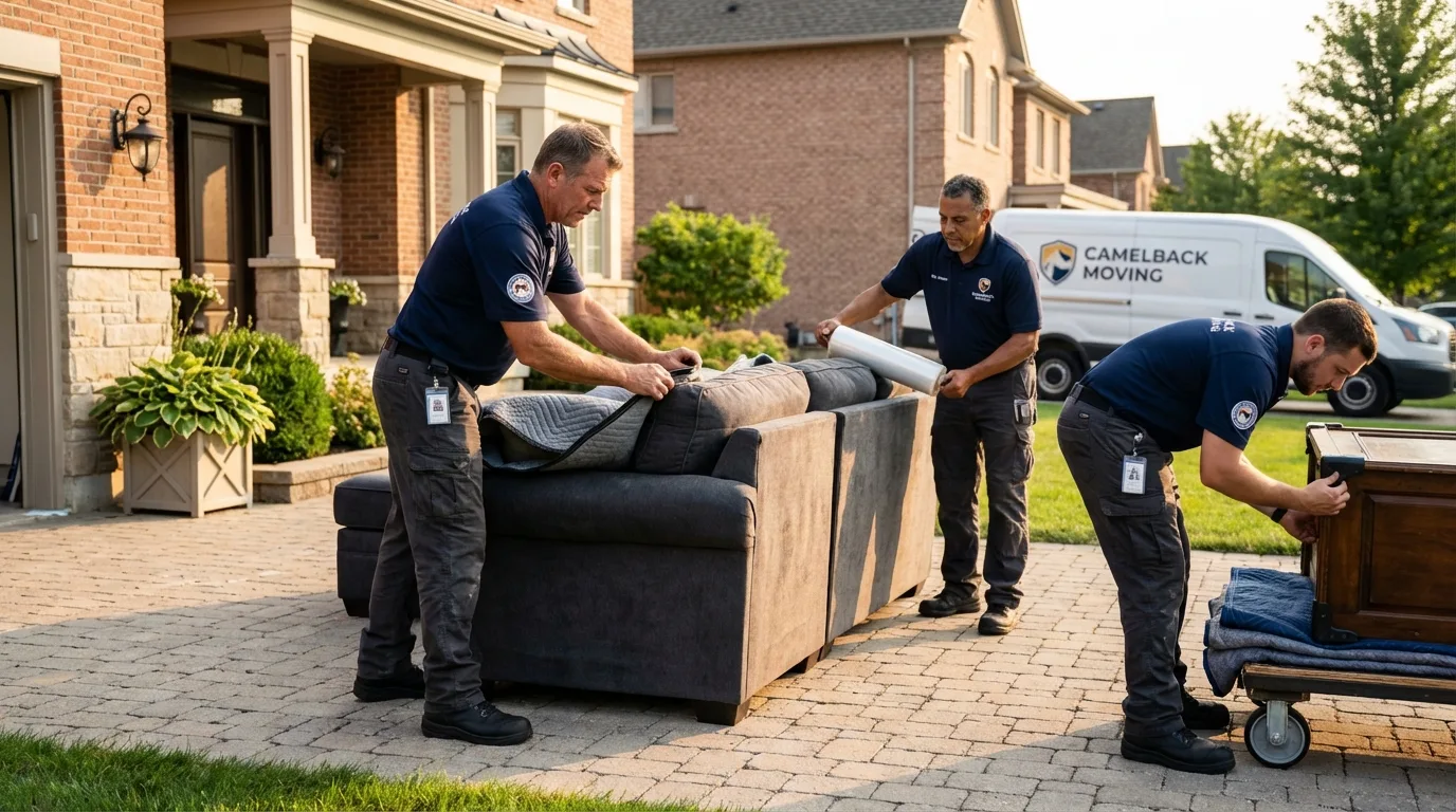 Large estate moving crew wrapping furniture in Hampstead, NC